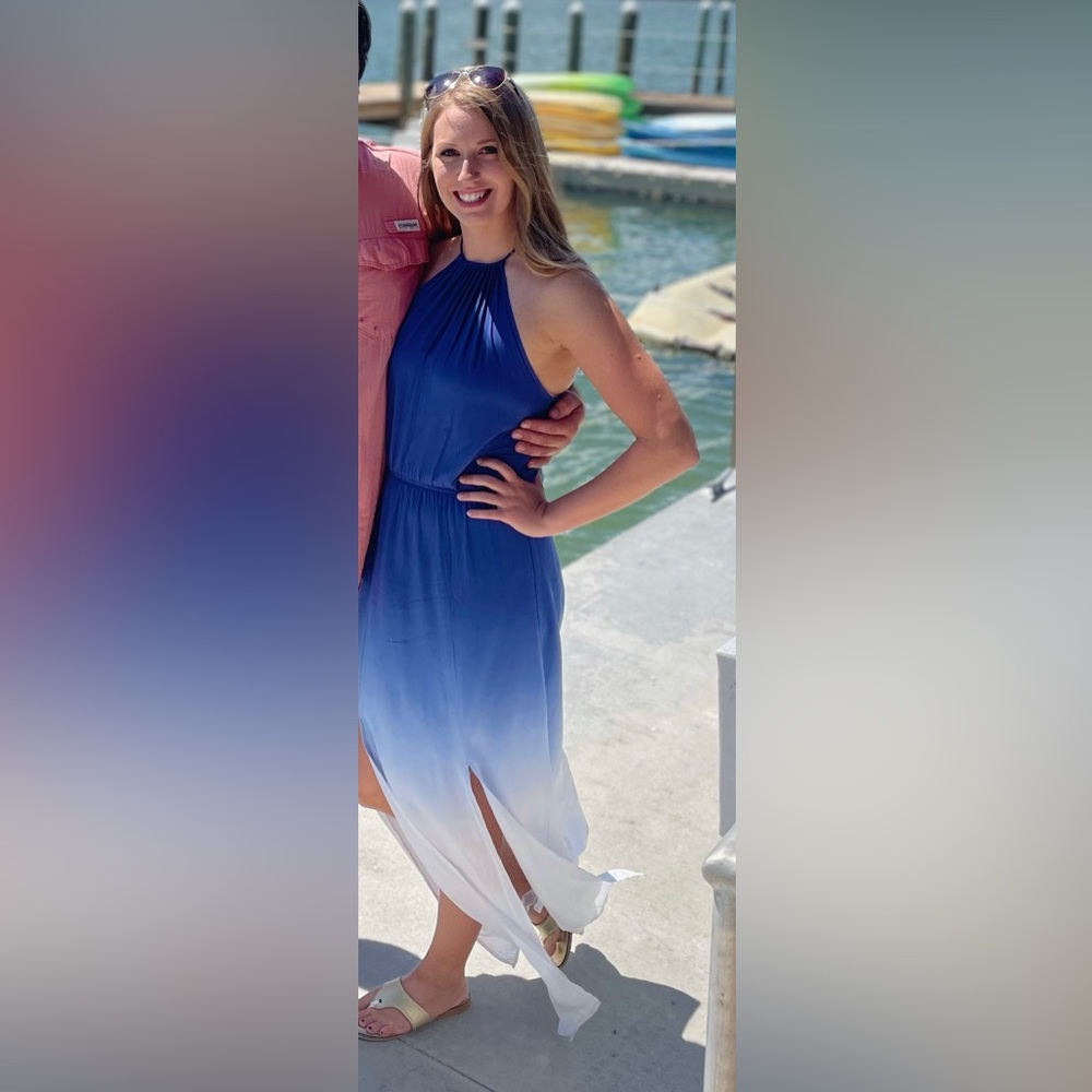 Blue Ombre’ Halter Maxi Dress